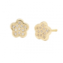Pendientes Eles niña margarita 5 pétalos 6.30 mm cuajo circonitas Oro amarillo 18K Pendientes Eles- niña-margarita- 5 petalos- circonitas- Oro- amarillo- 18K