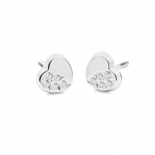 Pendientes Eles niña corazón 5.5mm 5 circonitas Oro Blanco 18K Pendientes- Eles- niña-corazon-circonita- Oro-blanco- 18K