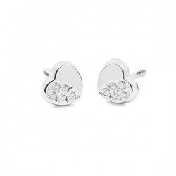 Pendientes- Eles- niña-corazon-circonita- Oro-blanco- 18K