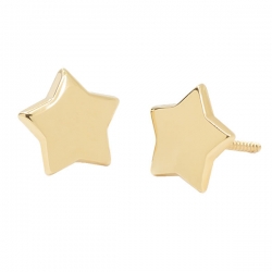 Pendientes- Eles- mujer-estrella-lisa-5 puntas- Oro- amarillo- 18K