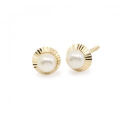Pendientes-Eles-bebé-redondo-perla-Oro-amarillo-18K