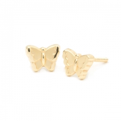 Pendientes- Eles- niña-mariposa- matizada- Oro- amarillo- 9 Kilates