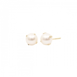 Pendientes- Eles- bebe-perla-4 patillas- Oro- amarillo- 9 Kilates