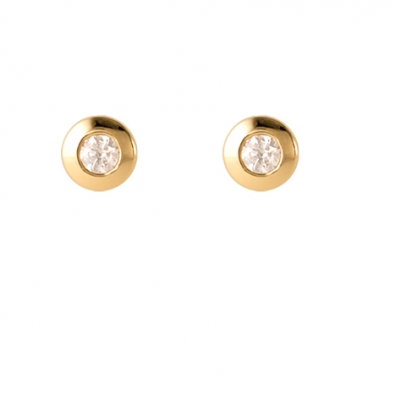 Pendientes-Eles-bebé-redondo-circonita-Oro-amarillo-18K