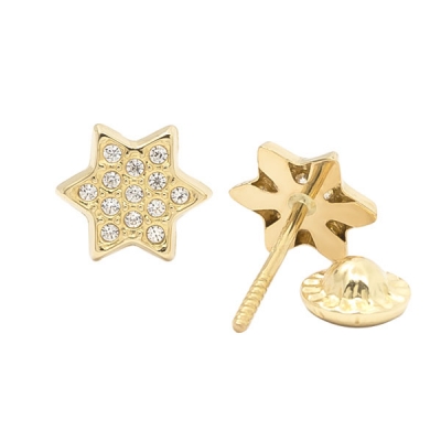 Pendientes Eles- niña-estrella- circonitas- Oro- amarillo- 18K