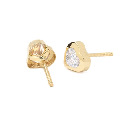 Pendientes-Eles-niña-corazón 4mm-circonita-Oro amarillo-18K