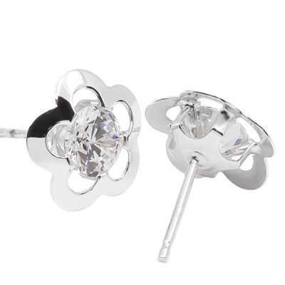 Pendientes-Eles-mujer-flor-calada-circonita-Oro-Blanco-18K