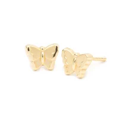 Pendientes- Eles- niña-mariposa- matizada- Oro- amarillo- 9 Kilates